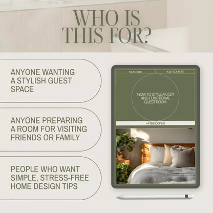 How to Style a Cozy and Functional Guest Room | Guest Room Decor Guide, Cozy Home Styling eBook, Small Space Decorating Tips, AI Design Tools