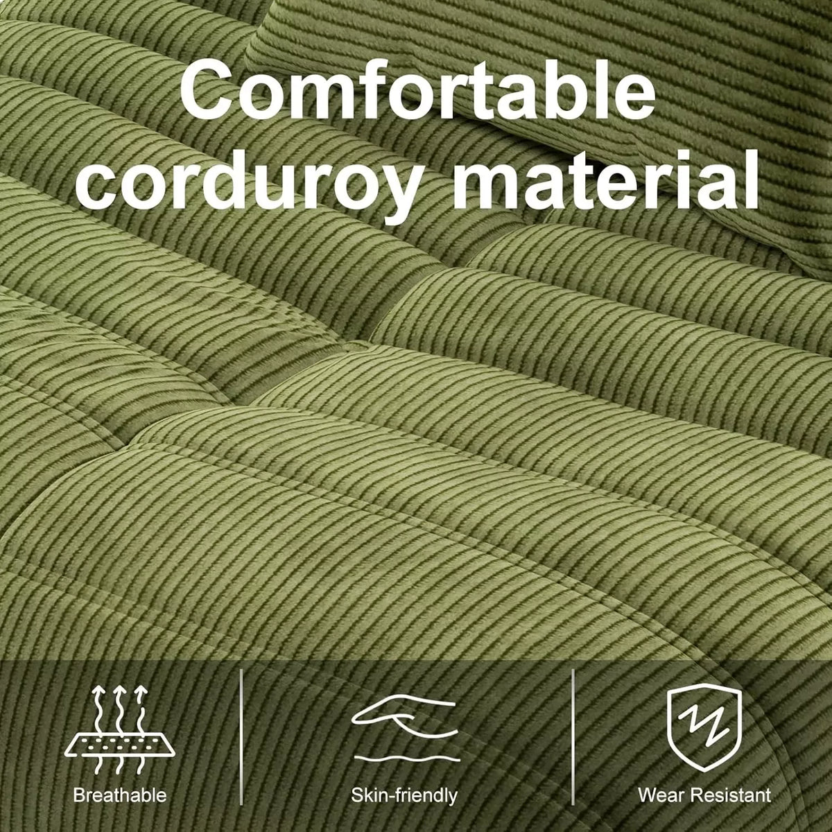 Comfy Corduroy Bean Bag Chair with Pillow – Memory Foam Seating for Adults - DSARD - DSARD