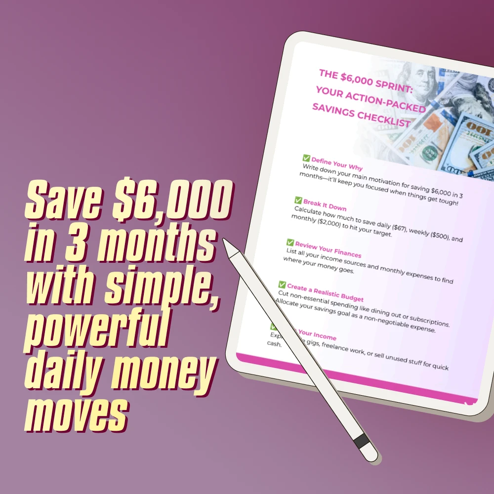 The $6,000 Sprint: Your Action-Packed Savings Checklist | How to Save $6,000 in 3 Months | Printable Financial Planner, Budget Guide, Digital Download