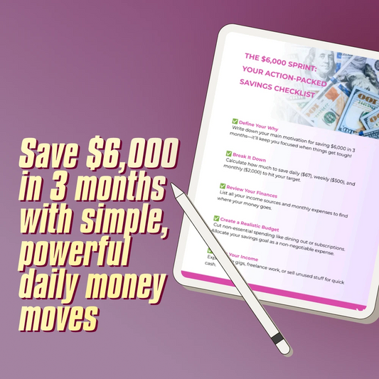 The $6,000 Sprint: Your Action-Packed Savings Checklist | How to Save $6,000 in 3 Months | Printable Financial Planner, Budget Guide, Digital Download