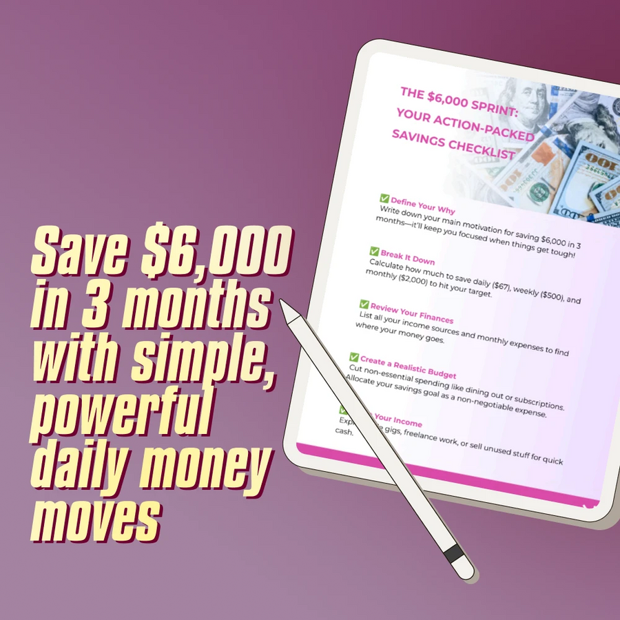 The $6,000 Sprint: Your Action-Packed Savings Checklist | How to Save $6,000 in 3 Months | Printable Financial Planner, Budget Guide, Digital Download