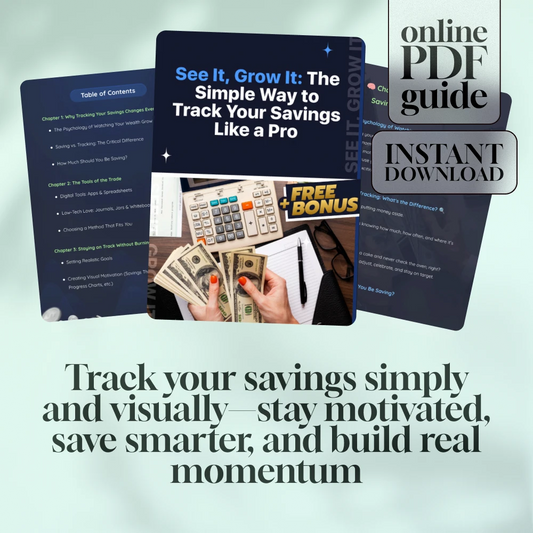 See It, Grow It: The Simple Way to Track Your Savings Like a Pro | How to Track Savings eBook, Digital Guide, Financial Planning PDF, Budgeting Tracker