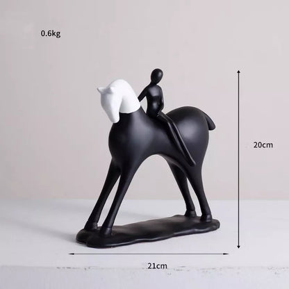 Modern Abstract Horseman Resin Sculpture – Minimalist Home & Office Decor