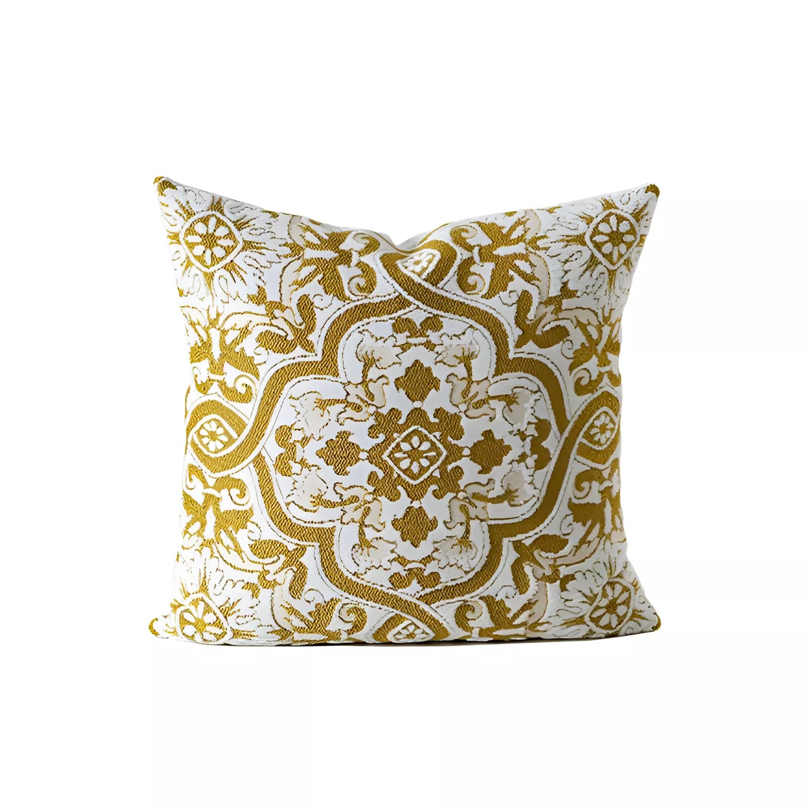 Luxury Vintage Floral Jacquard Pillow Cover 18×18 in – Elegant Textured Cushion