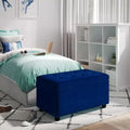 34-Inch Blue Velvet Storage Ottoman Bench with Tufted Top for Living Room - DSARD - DSARD