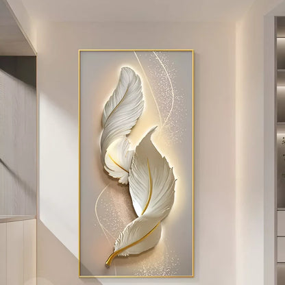 Modern LED Feather Wall Art Lamp – Creative Light & Decor in One