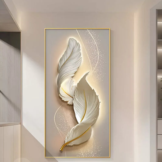 Modern LED Feather Wall Art Lamp – Creative Light & Decor in One