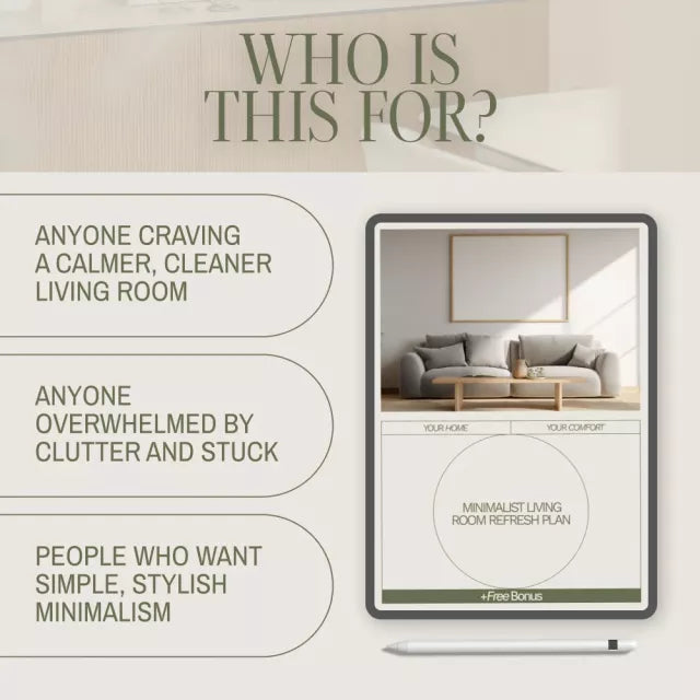 Minimalist Living Room Refresh Plan | Modern Home Décor Guide | Minimalist Living Room Makeover | Digital Download