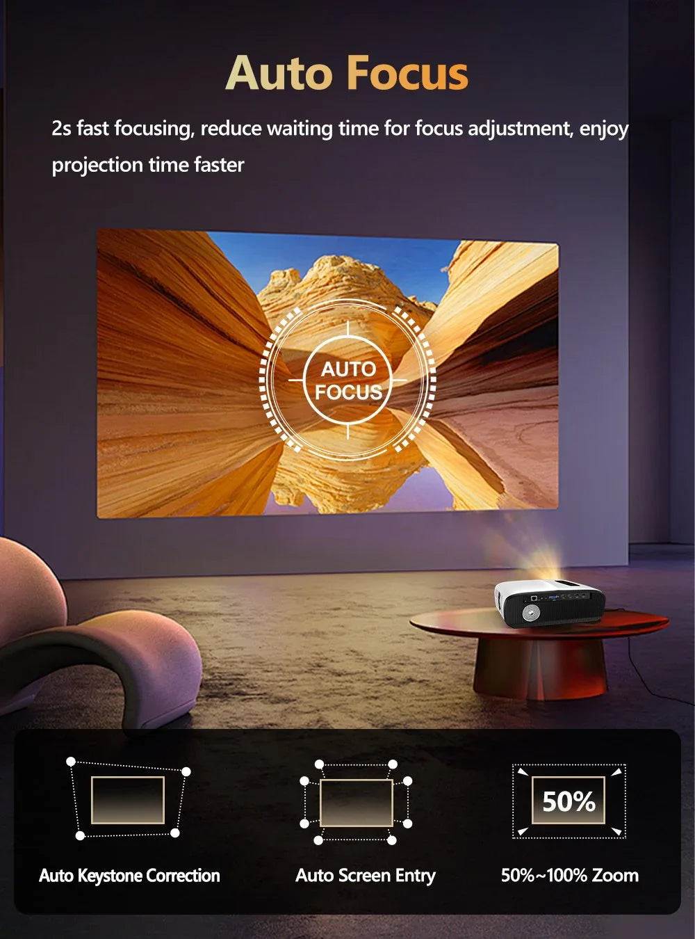4K Android Smart TV Projector with Auto Focus, Karaoke & Daylight Brightness - DSARD