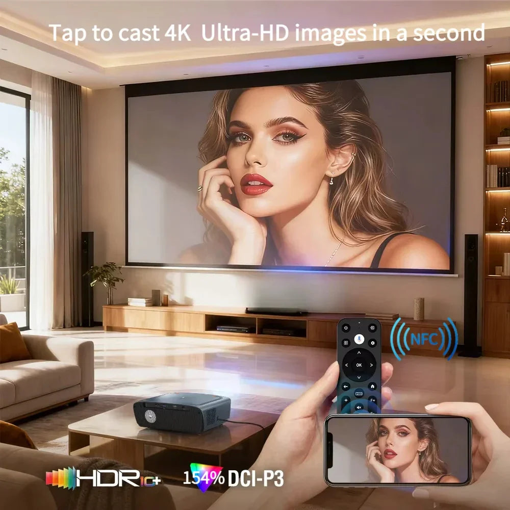 Newest 3500 ANSI 4K UHD Smart Google TV Projector with Auto Focus & Dolby Sound