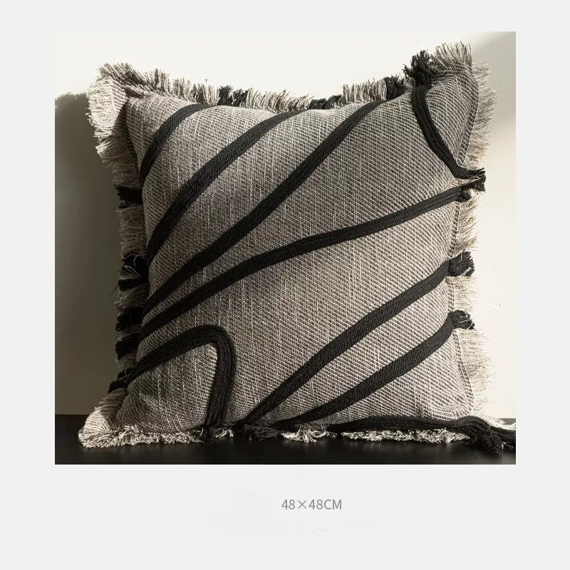 Brown Woven Throw Pillow Cover 12×20 / 20×20 Inch – Modern Luxe Décor