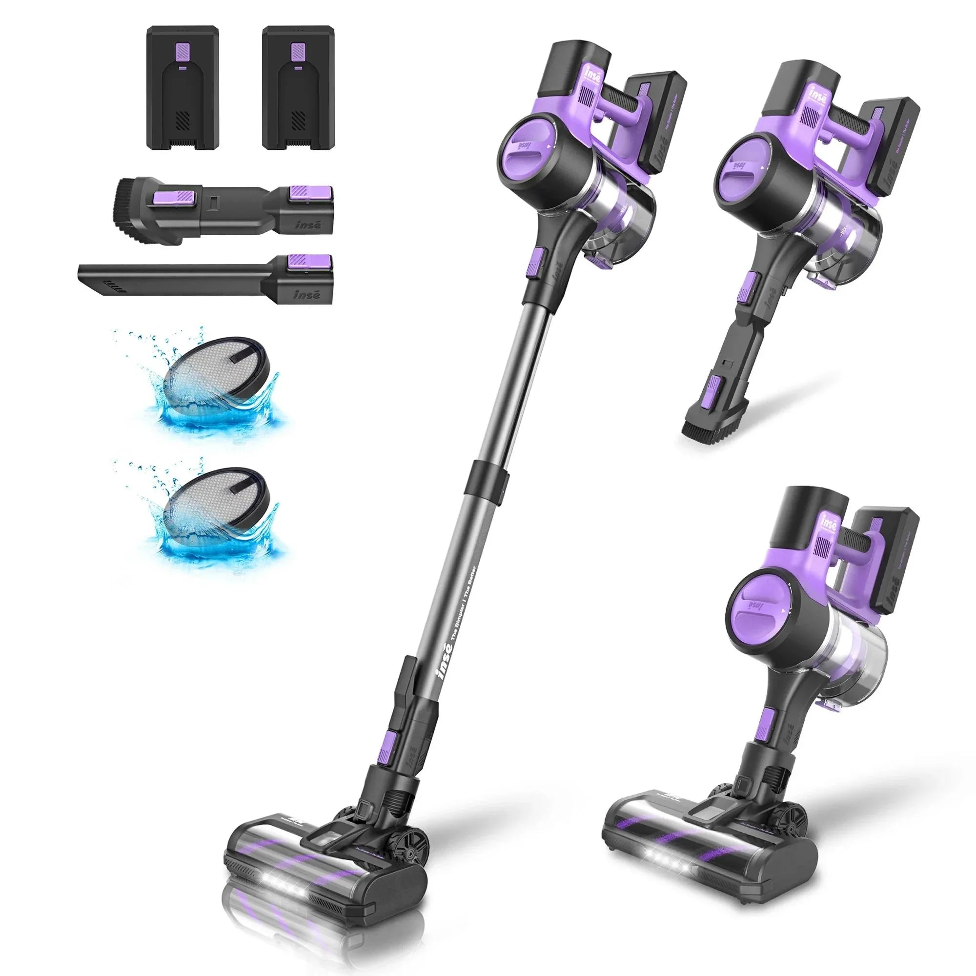 45Kpa Powerful Suction Cordless Vacuum Cleaner - 1.2L Dust Box, 2 Batteries for Floor, Carpet & Pet Hair - DSARD