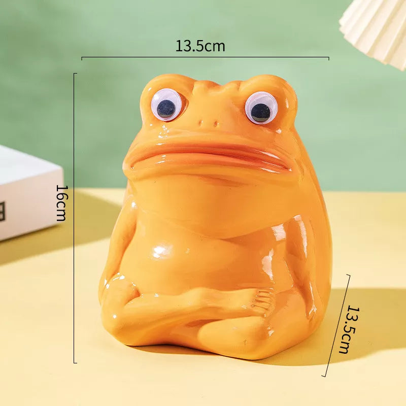 Adorable Ceramic Frog Piggy Bank – Big-Mouthed Cartoon Frog Figurine
