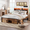 Queen Bed Frame with Upholstered Headboard, Storage, Charging Station & LED - DSARD