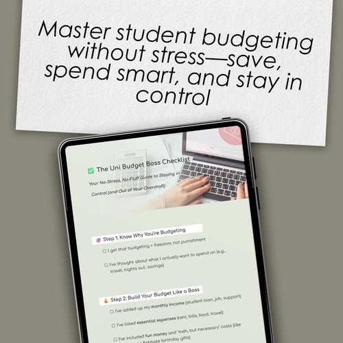 The Uni Budget Boss Checklist | Digital Download | How to Budget at Uni Like a Pro | Student Money Planner