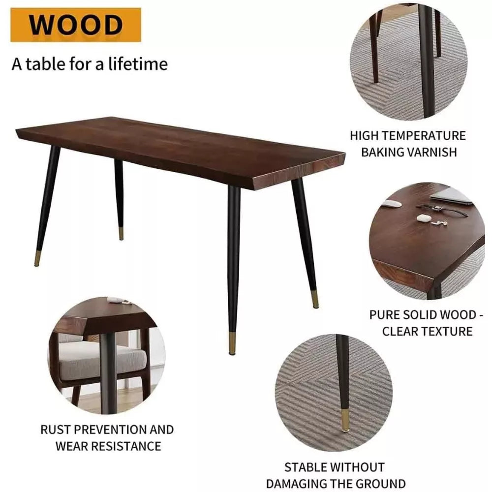 Modern 55″ Standing Desk with Black Metal Frame and Solid Wood Top - DSARD