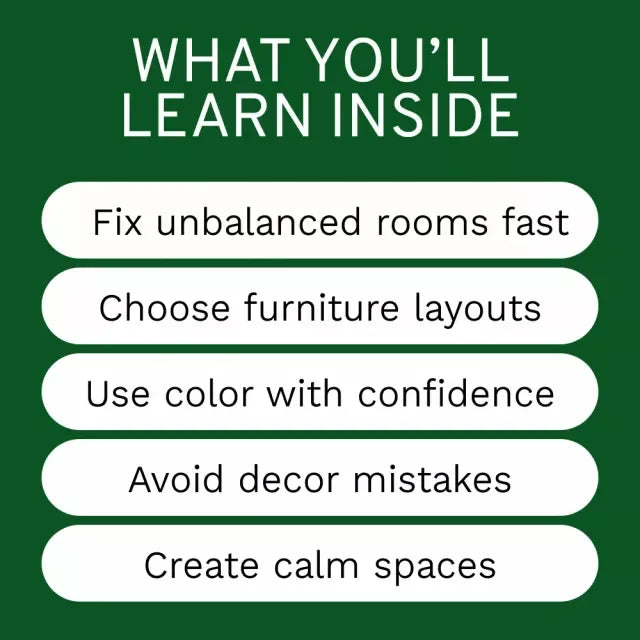 Creating Visual Balance at Home | Interior Design Guide, Home Decor eBook, Room-by-Room Styling Checklist, AI Interior Design Planner - DSARD
