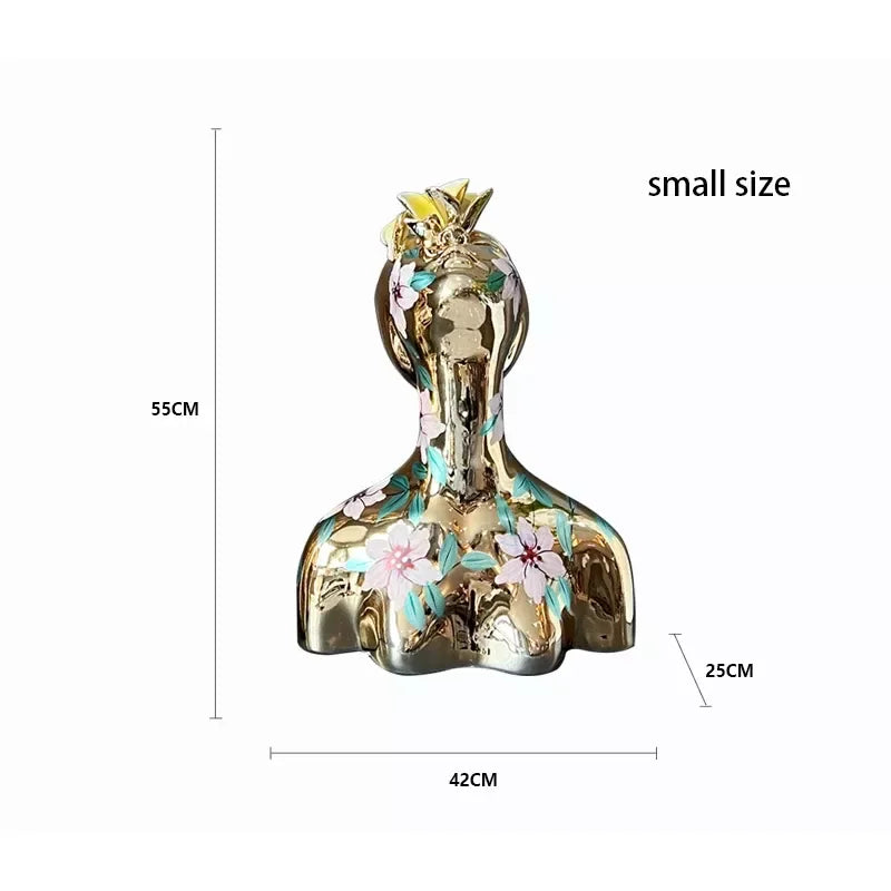 Creative Abstract Goddess Electroplated Painted Portrait Resin Sculpture for Home Decor - DSARD