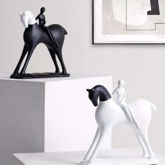 Modern Abstract Horseman Resin Sculpture – Minimalist Home & Office Decor