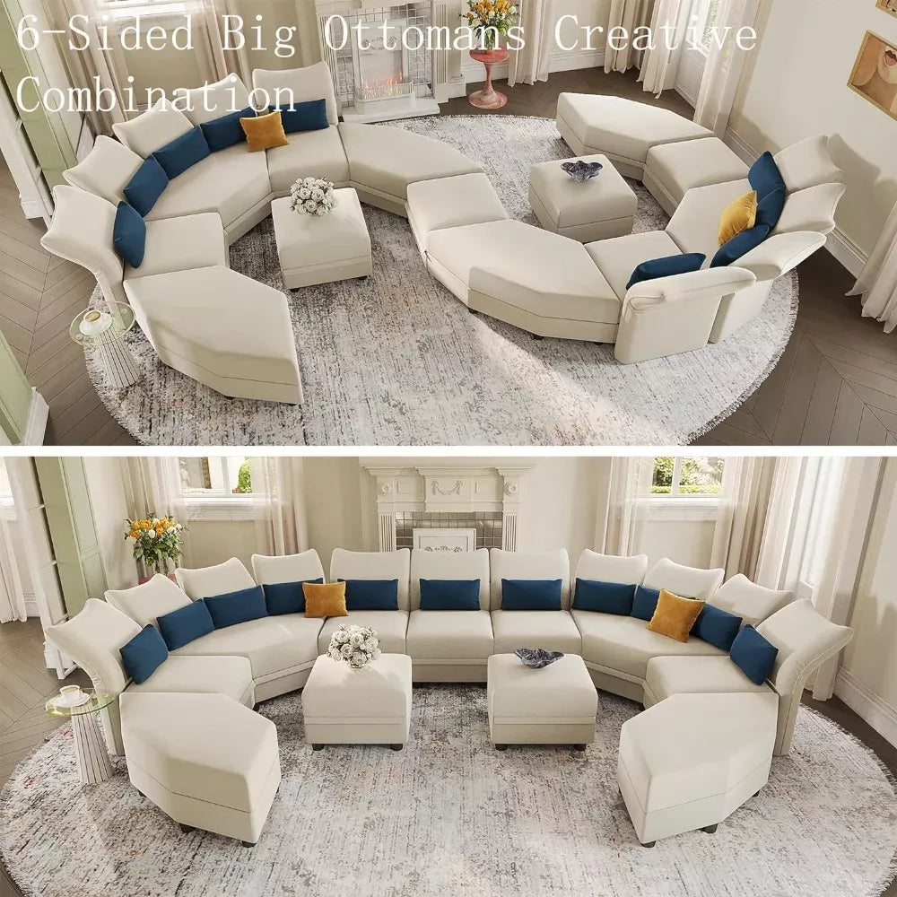Luxurious Velvet U-Shaped Modular Sectional Sofa - DSARD