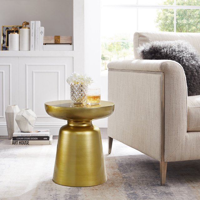Modern Round Gold Metal Side Table for Living Room - DSARD