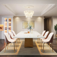 Luxury White & Gold Modern Dining Table for 6-8, 78.74″ Sintered Stone Top - DSARD