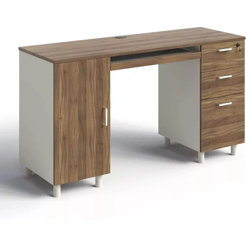 Office Desk with 3 Drawers & CPU Storage Cabinet - DSARD