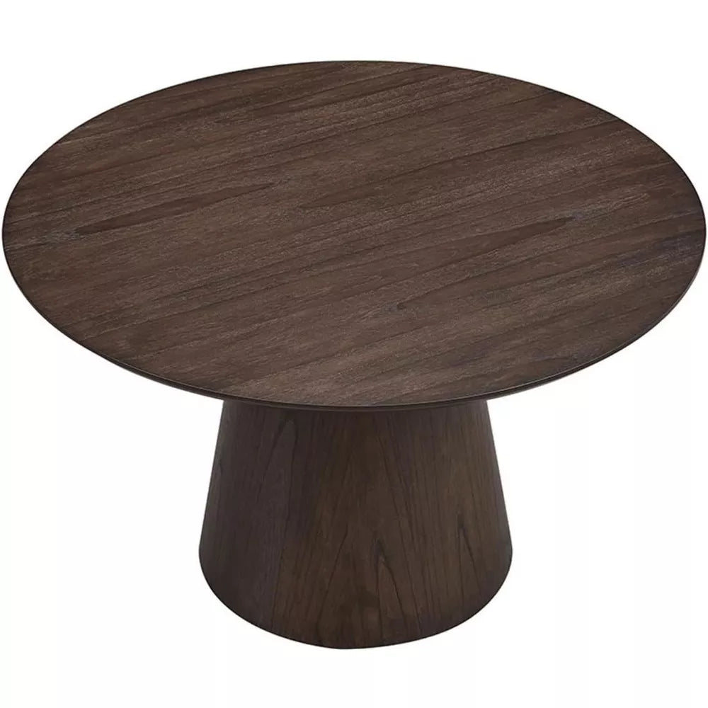 47″ Round Wooden Dining Table for 4, Solid Wood Pedestal Table – Brown - DSARD