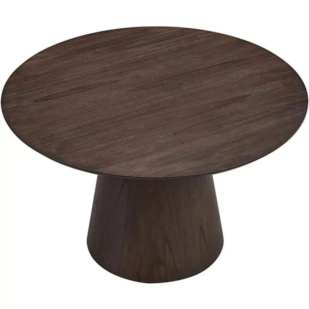 47″ Round Wooden Dining Table for 4, Solid Wood Pedestal Table – Brown - DSARD - DSARD
