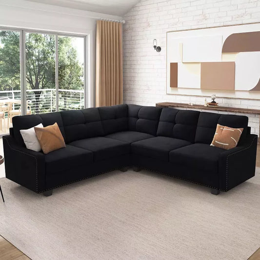 Velvet L-Shaped Convertible Sectional Sofa - DSARD