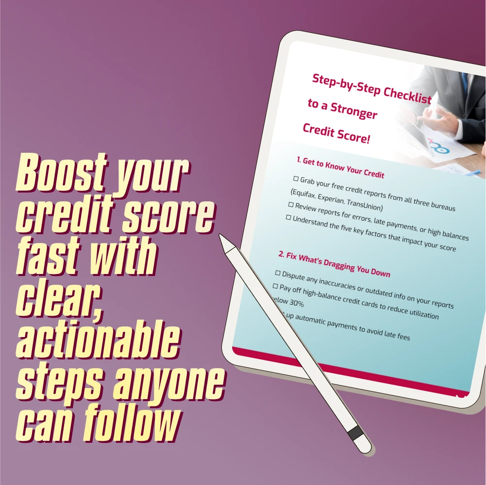 Step-by-Step Checklist to a Stronger Credit Score | Printable Credit Repair Guide | How Do You Raise Your Credit Score Checklist | Instant Download