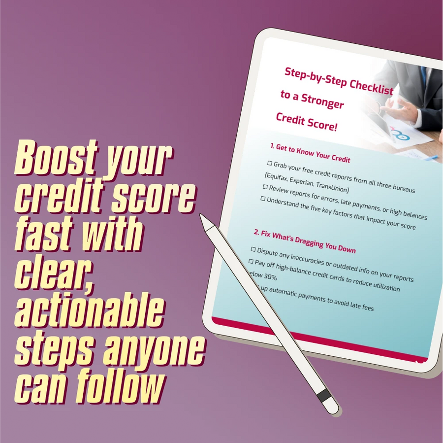 Step-by-Step Checklist to a Stronger Credit Score | Printable Credit Repair Guide | How Do You Raise Your Credit Score Checklist | Instant Download