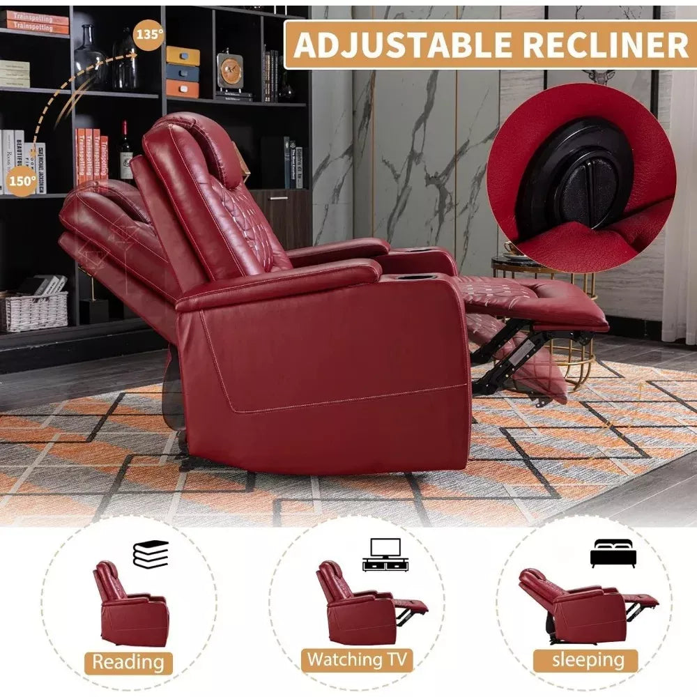 Overstuffed Power Recliner Chair with USB Ports & Cup Holders for Home Theater - DSARD