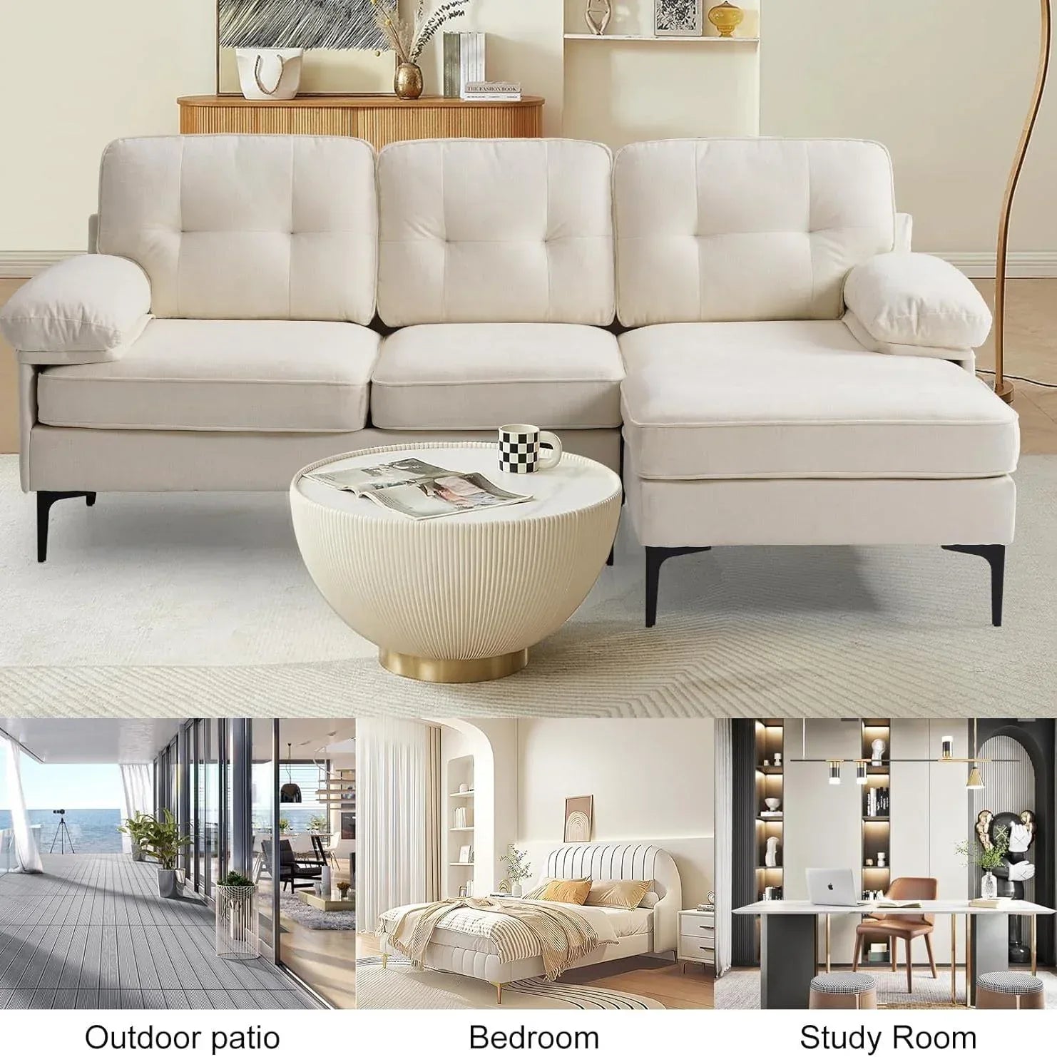 83″ Modern L-Shaped Deep Seat Sofa with Reversible Chaise Lounge - DSARD - DSARD