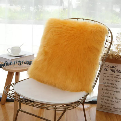 Fluffy White Plush Cushion Cover