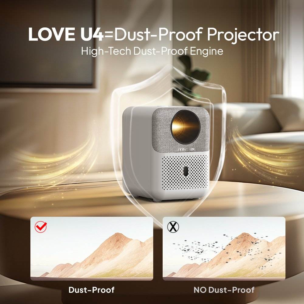 Portable Mini Projector with Auto Focus & WiFi - 200" 4K Support