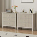 Set of 2 Modern 3-Drawer Nightstands, 30-Inch Tall Fluted Chests with Storage - DSARD