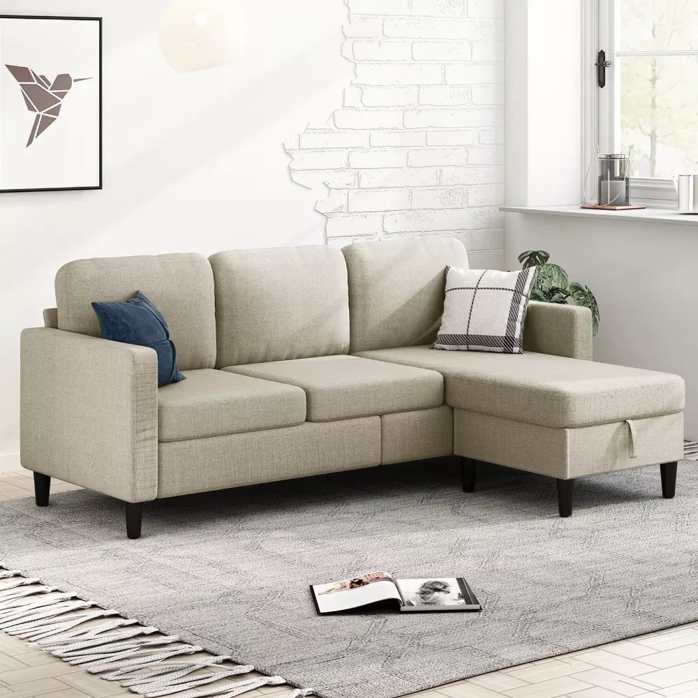 Modular L-Shaped Sectional Sofa with Storage Ottoman – Perfect for Small Spaces - DSARD