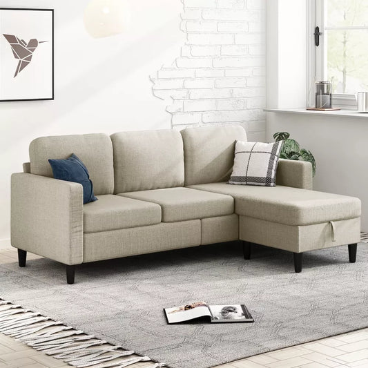 Modular L-Shaped Sectional Sofa with Storage Ottoman – Perfect for Small Spaces - DSARD