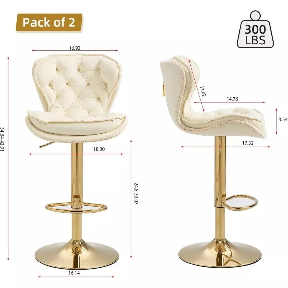 Modern Swivel Velvet Bar Stool with Gold Base - DSARD