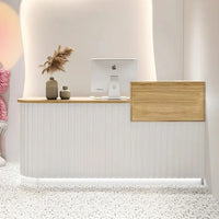 Modern Pine Wood Reception Desk – Elegant Office & Commercial Furniture - DSARD