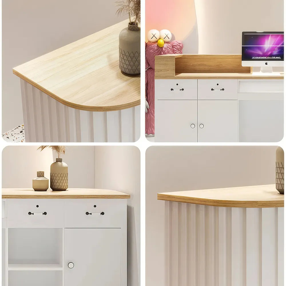 Modern Pine Wood Reception Desk – Elegant Office & Commercial Furniture - DSARD