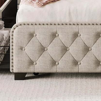 Upholstered Platform Bed with Storage Drawers - DSARD
