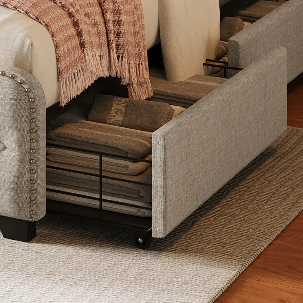 Upholstered Platform Bed with Storage Drawers - DSARD