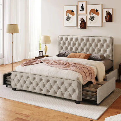 Upholstered Platform Bed with Storage Drawers - DSARD