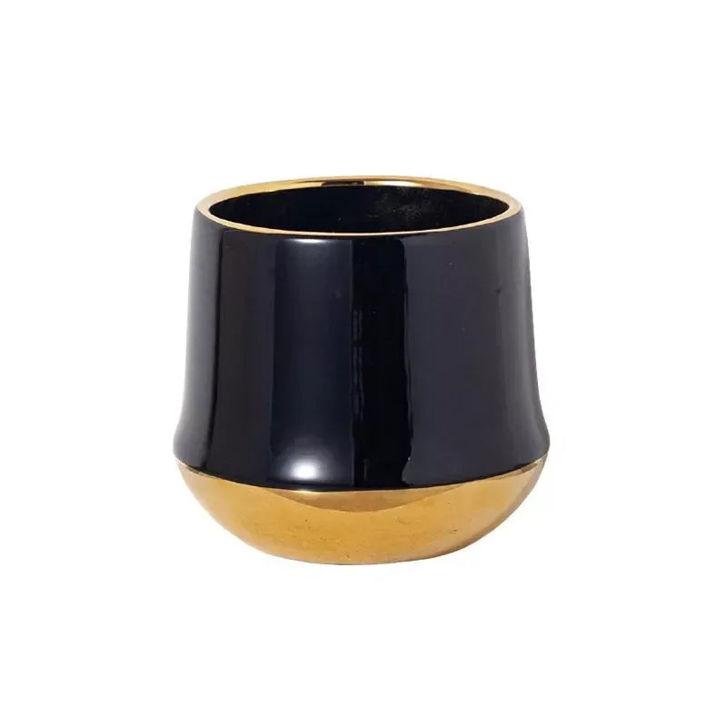 Electroplated Golden Ceramic Flower Pot - DSARD