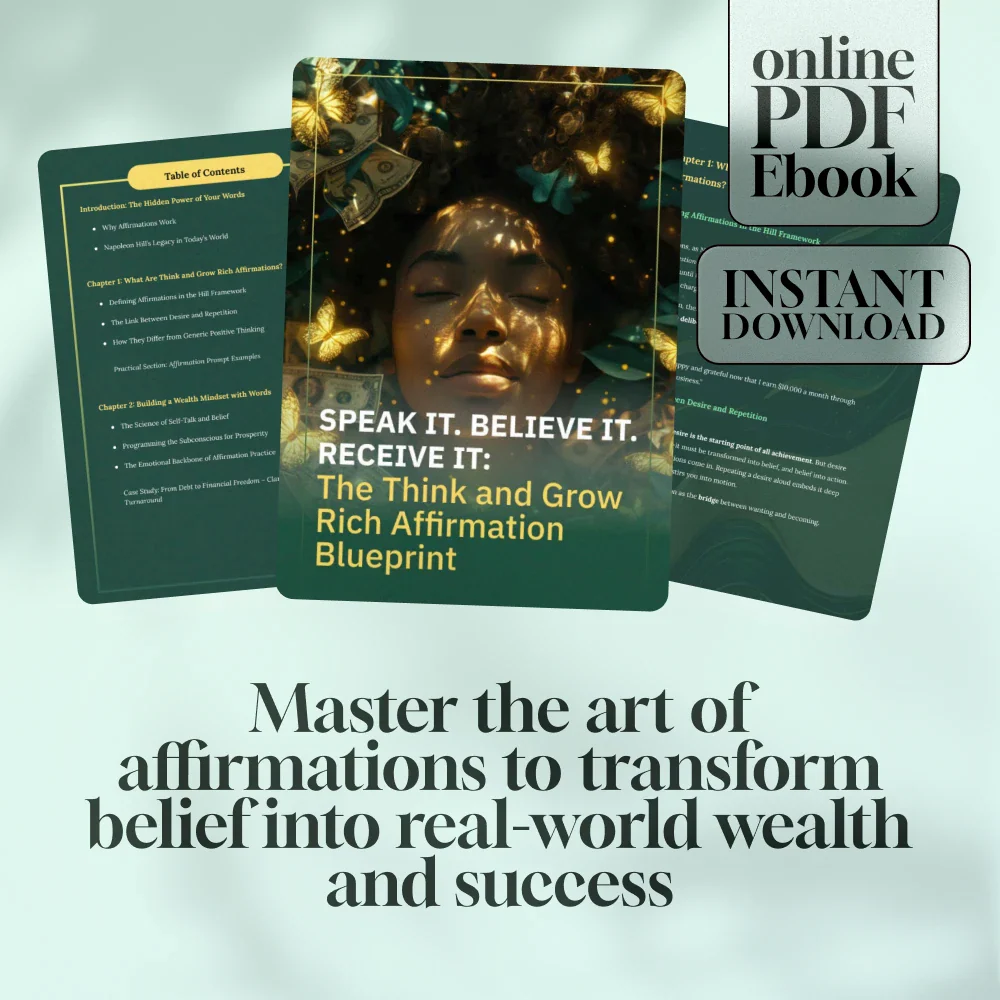 Speak It. Believe It. Receive It: The Think and Grow Rich Affirmation Blueprint | Wealth Mindset eBook | Digital Download Guide