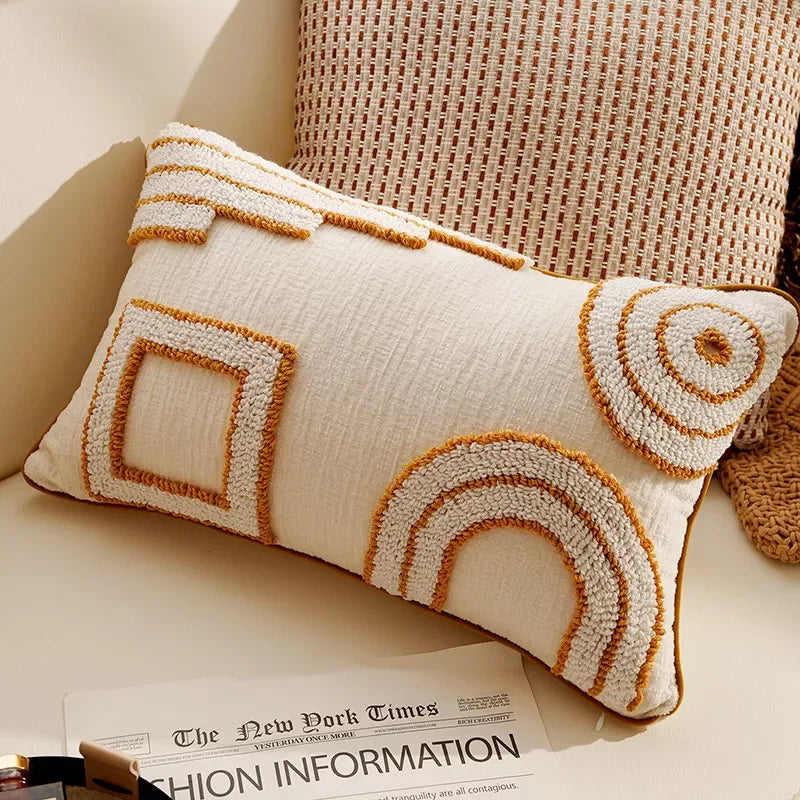 Cream Tassel Throw Pillow Cover 12×20/18×18 Inch – Boho Decorative Cushion - DSARD