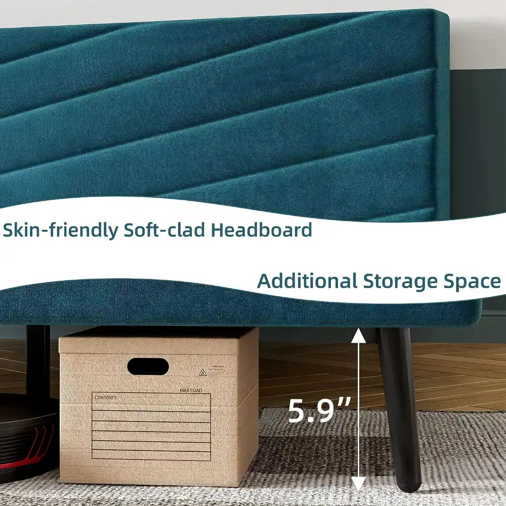 King Size Upholstered Platform Bed Frame with Adjustable Headboard - DSARD