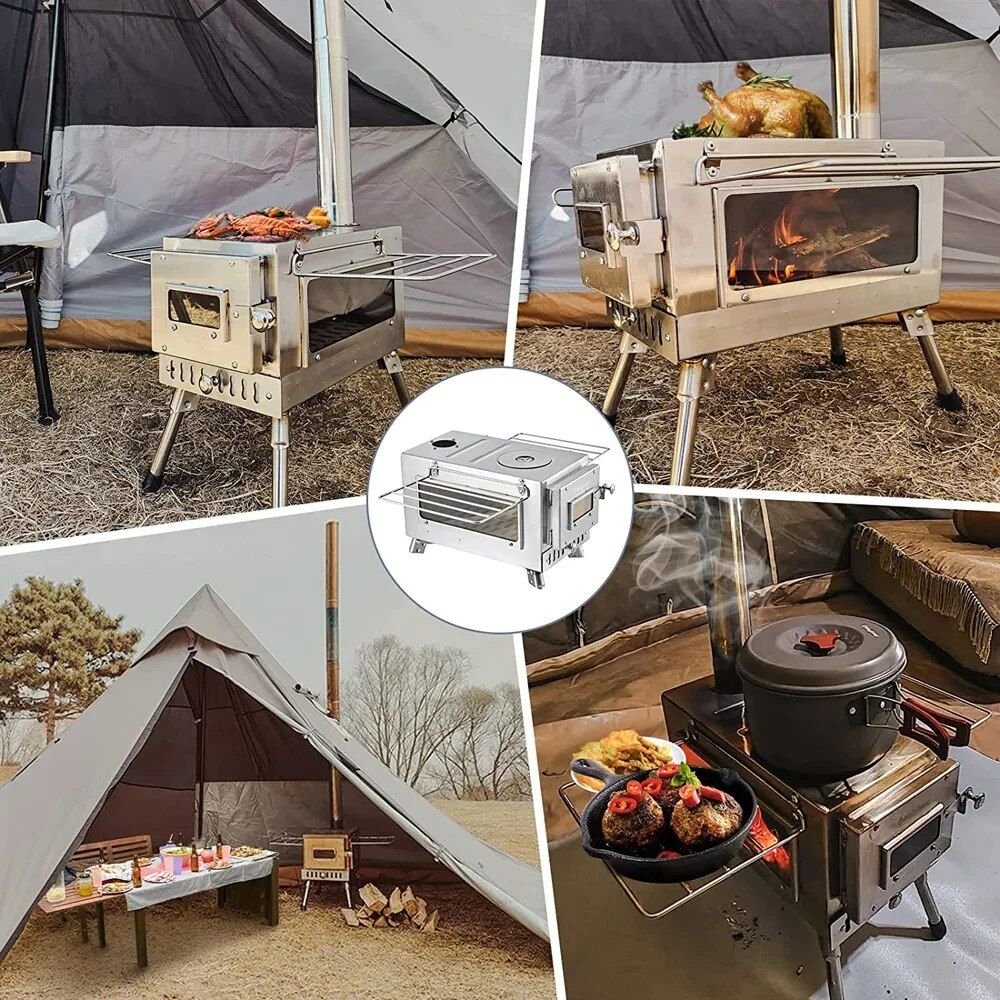 DSARD Portable Stainless Steel Fire Wood Stove for Camping, Cooking, and Heating